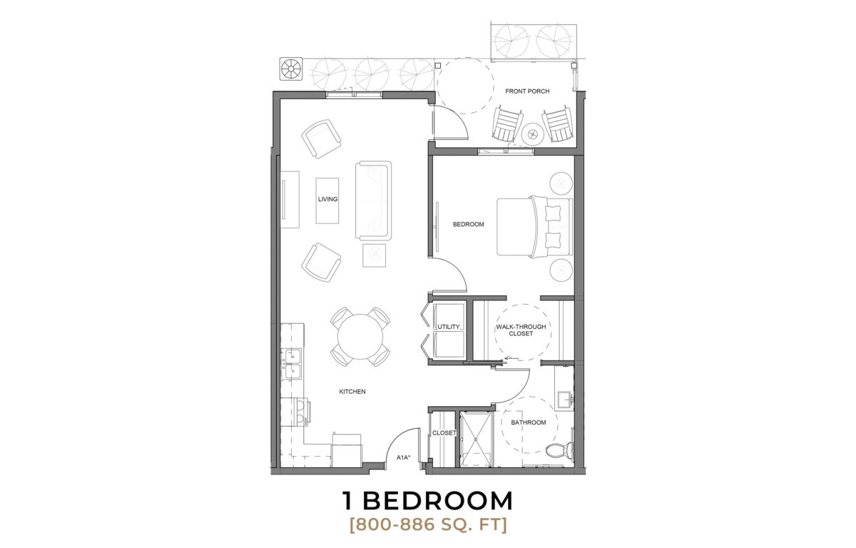 The Woods - Independent Living - One Bedroom Floor Plan