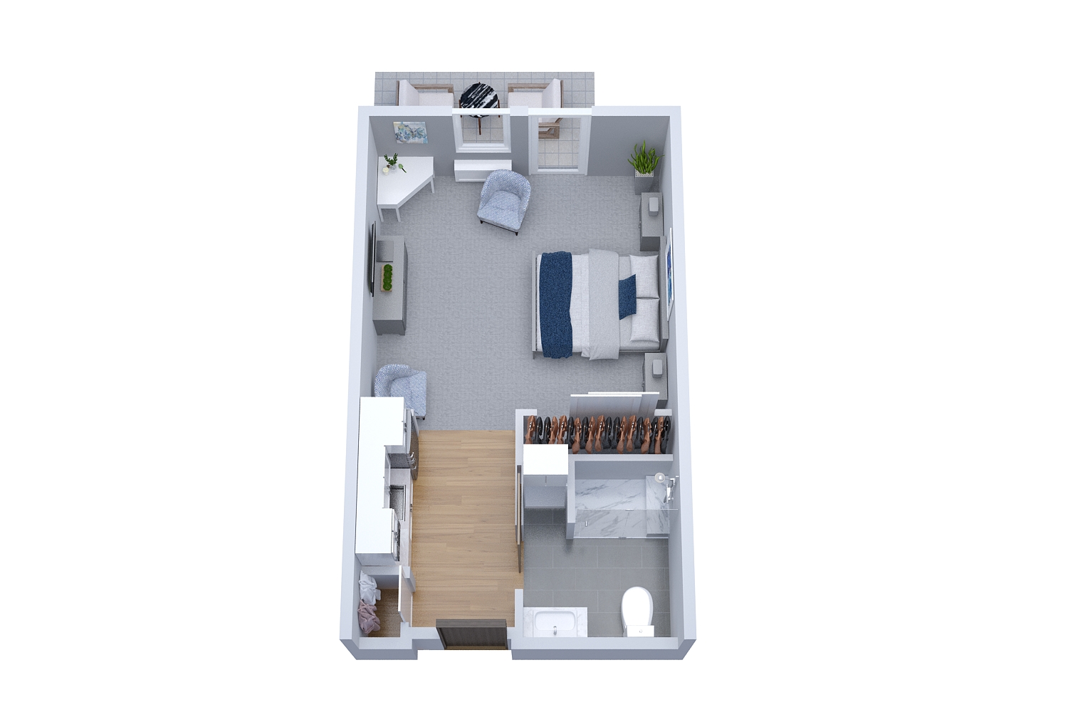 The Woods - Assisted Living - Suite 3D Floor Plan